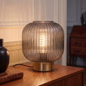 OSRAM Stolová lampa Decor Groovie, sivá, výška 22 cm, sklo, E27, Hliník / sivá / zinok, Obývacia izba / jedáleň, Sklo, Vintage, Stojacie svietidlo