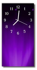Sklenené hodiny vertikálne Umelecký vzor fialový 30x60 cm