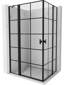 Mexen, Mexen Mist Duo výklopný sprchový kút 75 x 70 cm, čierna mriežka - 8A4-075L-070P-70-77