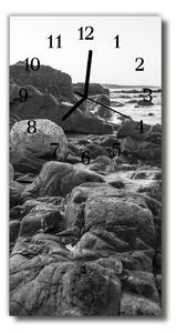 Sklenené hodiny vertikálne Príroda kamene šedé 30x60 cm