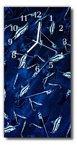 Sklenené hodiny vertikálne Zvieratá modré ryby 30x60 cm