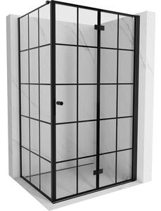 Mexen Mist-F T, 1-krídlový skladací sprchový kút pravý 70 x 75 cm, číre sklo-čierna mriežka, 8A6T-070-075-70-77-P