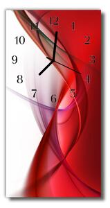 Sklenené hodiny vertikálne Kuchynská abstrakcie červená 30x60 cm