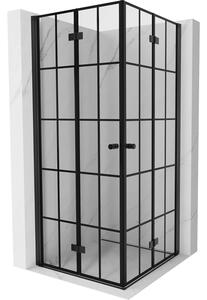Mexen Mist-F Duo, skladací sprchový kút 70 x 70 cm, číre sklo-čierna mriežka, 8A6-070L-070P-70-77