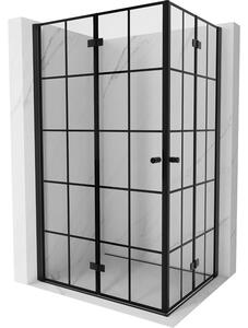 Mexen Mist-F Duo, skladací sprchový kút 75 x 70 cm, číre sklo-čierna mriežka, 8A6-075L-070P-70-77