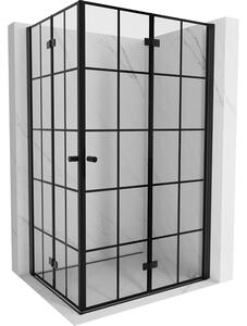 Mexen Mist-F Duo, skladací sprchový kút 70 x 75 cm, číre sklo-čierna mriežka, 8A6-070L-075P-70-77