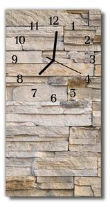 Sklenené hodiny vertikálne Kamenná múr béžová 30x60 cm