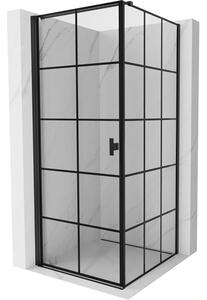 Mexen Mist-B, 1-krídlový výklopný sprchový kút, ľavý, 70 x 70 cm, číre sklo-čierna mriežka, 8A2T-070-070-70-77-L