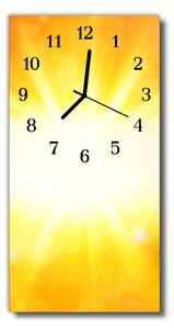 Sklenené hodiny vertikálne Slnečné svetlo žlté 30x60 cm