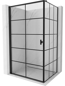 Mexen Mist-B, 1-krídlový výklopný sprchový kút, ľavý, 70 x 75 cm, číre sklo-čierna mriežka, 8A2T-070-075-70-77-L