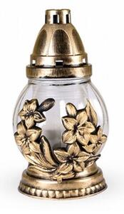 Sklenená lampa s plastickým dekorom Kvet, zlatá