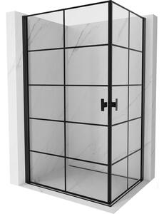 Mexen Mist-B Duo, 2-krídlový výklopný sprchový kút 80 x 70 cm, číre sklo-čierna mriežka, 8A2-080L-070P-70-77