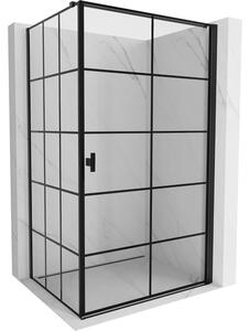 Mexen Mist-B, 1-krídlový výklopný sprchový kút, pravý, 70 x 75 cm, číre sklo-čierna mriežka, 8A2T-070-075-70-77-P