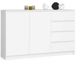 Ak furniture Komoda K013 160 cm biela - 2 skrinky a 4 šuplíky