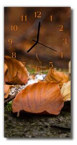 Sklenené hodiny vertikálne Jesenné hnedá príroda 30x60 cm