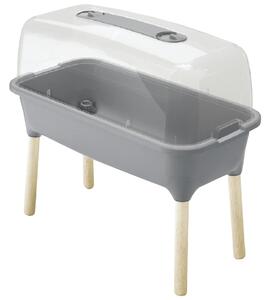Plastové parenisko na drevených nožičkách ISEW780H 77 cm - sivý kameň