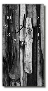 Sklenené hodiny vertikálne Drevená doska čierna 30x60 cm
