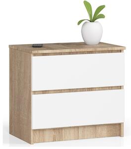 Ak furniture Komoda Kuba 60 cm - 2 zásuvky dub sonoma/biela