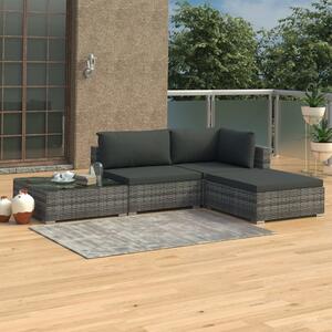 Maison Exclusive – 4-dielna záhradná súprava s poduškami Poly Rattan Grey