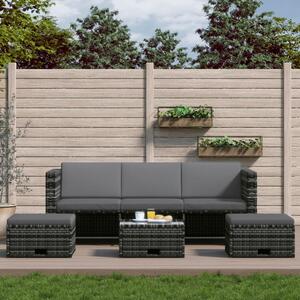 Maison Exclusive – 4-dielna záhradná súprava s poduškami Poly Rattan Grey