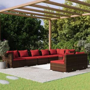 Maison Exclusive – 8-dielna záhradná súprava s vankúšmi, hnedá, polyratan