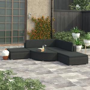 Maison Exclusive – 6-dielna záhradná súprava s poduškami, polyratan, čierna