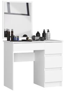 Ak furniture Kozmetický stolík so zrkadlom T-6 90x50 cm biely pravý