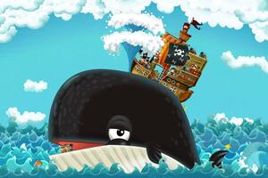 Tapeta pirátska loď na veľrybe