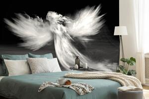 Tapeta čiernobiela podoba anjela v oblakoch