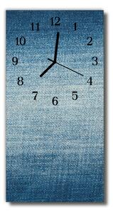 Sklenené hodiny vertikálne Modrá vláknitá tkanina 30x60 cm