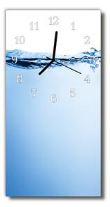 Sklenené hodiny vertikálne Príroda voda klesá modro 30x60 cm