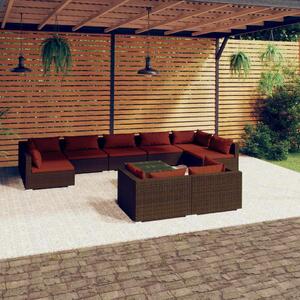 Maison Exclusive – 10-dielna záhradná súprava s vankúšmi, hnedá, z polyrotangu