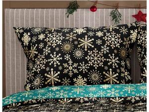 Carbotex Vianočné bavlnené obliečky Vločky zlaté Rozmer: 1x70x90 / 1x140x200 cm