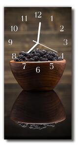 Sklenené hodiny vertikálne Černice kuchyne farebné ovocie 30x60 cm