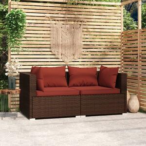 Maison Exclusive – dvojmiestna pohovka s vankúšmi, hnedá, z polyrotangu