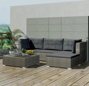 Maison Exclusive – 5-dielna záhradná súprava s vankúšmi, poly ratan, sivá