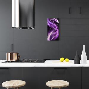 Sklenené hodiny vertikálne Prírodné vlny fialová abstrakcie 30x60 cm
