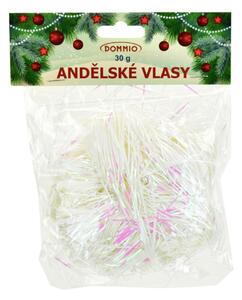 Vianočná dekorácia Anjelské vlasy 30 g, biela, laser efekt