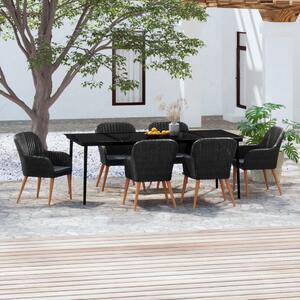 Maison Exclusive – 7-dielna záhradná jedálenská súprava s vankúšmi, čierna