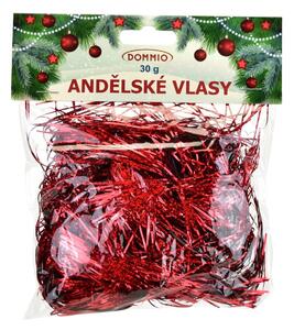 Vianočná dekorácia Anjelské vlasy 30 g, červená, laser efekt