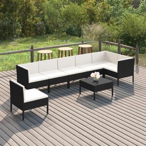 Maison Exclusive – 8-dielna záhradná súprava s poduškami z polyratanu, čierna