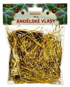 Vianočná dekorácia Anjelské vlasy 30 g, zlatá, laser efekt