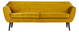 Žltá Zamatová pohovka Rocco 75 × 187 × 82 cm WOOOD