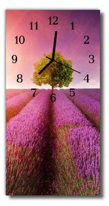 Sklenené hodiny vertikálne Príroda pola levanduľa fialová 30x60 cm