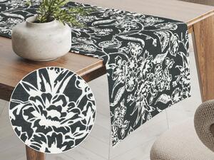 Biante Dekoračný behúň na stôl PML-105 Biele kvety na čiernom 20x120 cm
