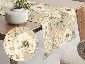 Biante Dekoračný behúň na stôl PML-106 Maľované kvety na béžovom 45x140 cm