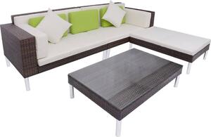 Maison Exclusive – 4-dielna záhradná súprava s poduškami Poly Rattan hnedá