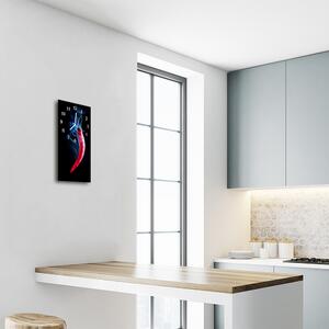Sklenené hodiny vertikálne Kuchyňa. farebné papriky 30x60 cm