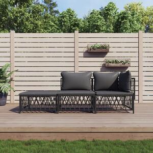 Maison Exclusive – 3-dielna záhradná súprava s vankúšmi, antracitová oceľ