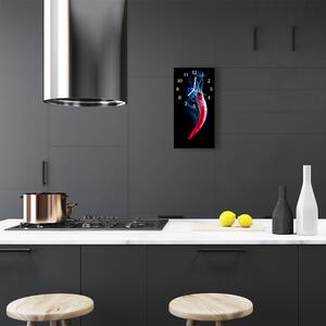 Sklenené hodiny vertikálne Kuchyňa. farebné papriky 30x60 cm